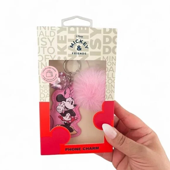 Disney Skinnydip Minnie Mouse Phone Bag Charm Pink Pom Heart New - Picture 2 of 6